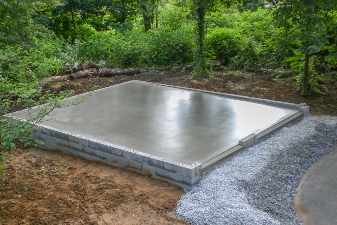 Concrete shed pad and garage pad installation by London Concrete Forming in London, Ontario